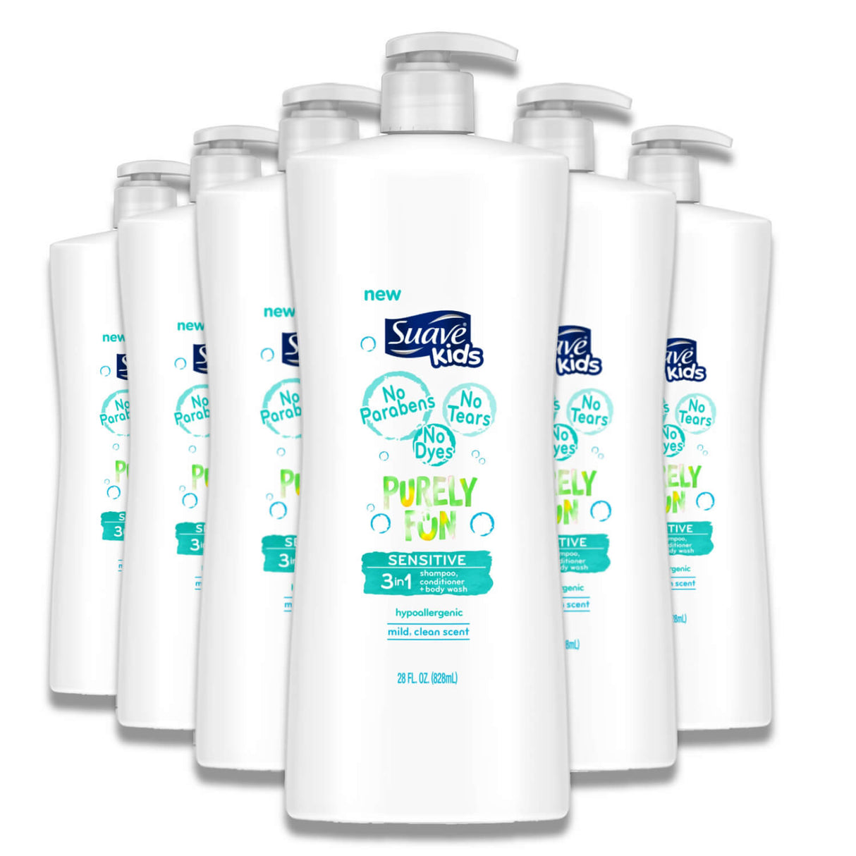 Suave Kids 3-in-1 Shampoo, Conditioner & Body Wash Purely Fun - 28 oz - 6 Pack Contarmarket