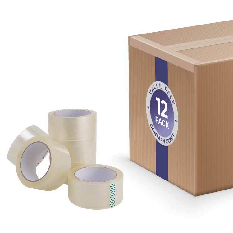 45mic x 48mm x 110y Carton Sealing Packing Tape 1.8 MIL Clear, Size 2'' - 12 Pack