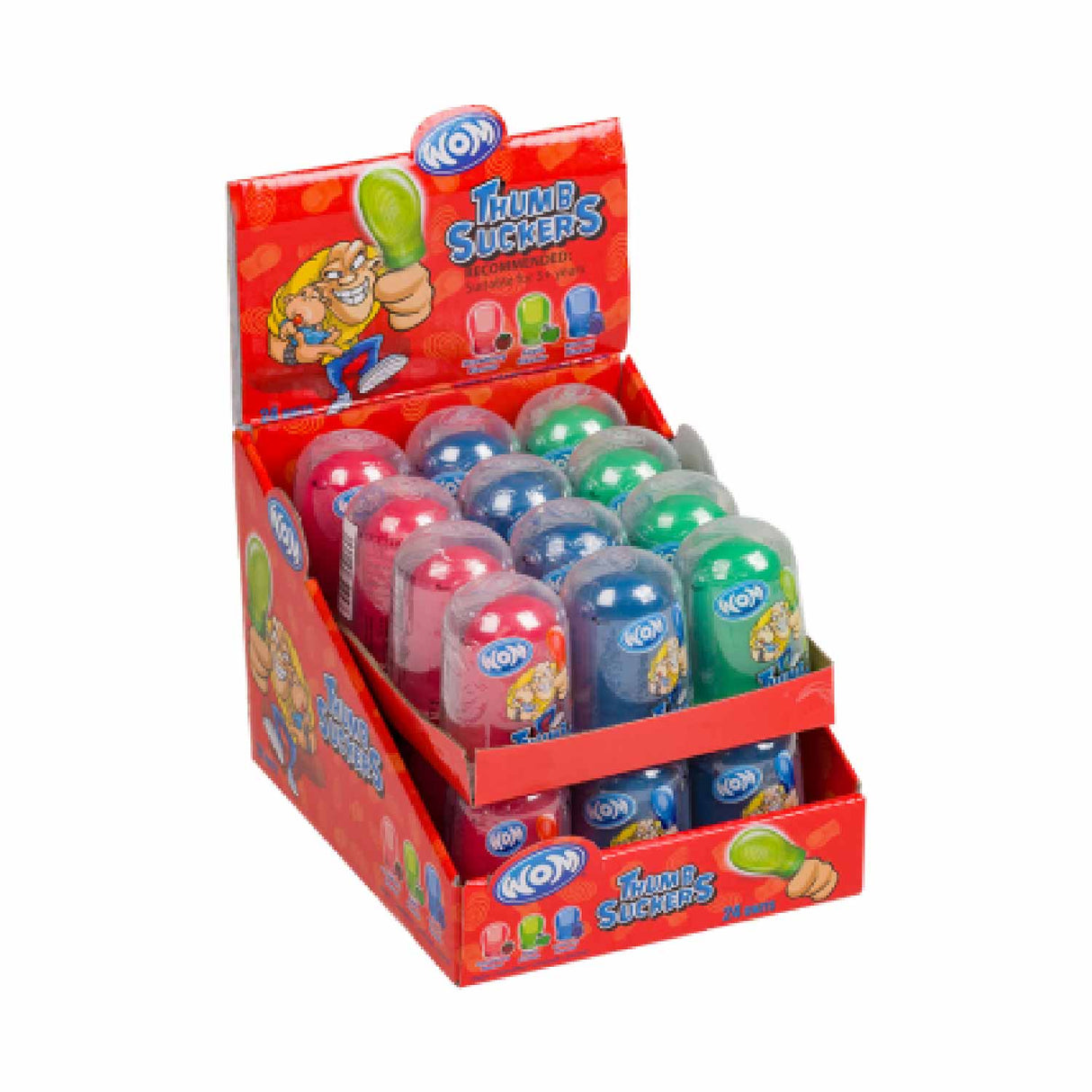 WOM Thumb Suckers Candy - Assorted Flavors, Individually Wrapped, 24 Count Box