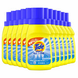 Multiple bottles of Tide laundry detergent with blue caps on a white background