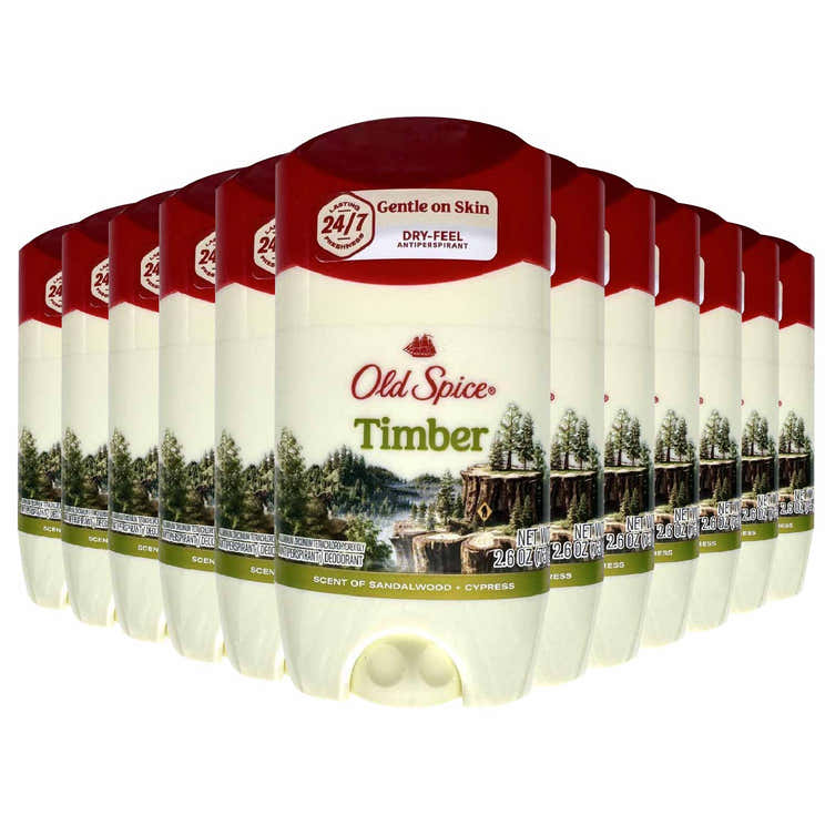 Old Spice - Men's Timber with Sandalwood Antiperspirant Deodorant - 2.6 Oz - 12 Pack | Old Spice - Pre Order
