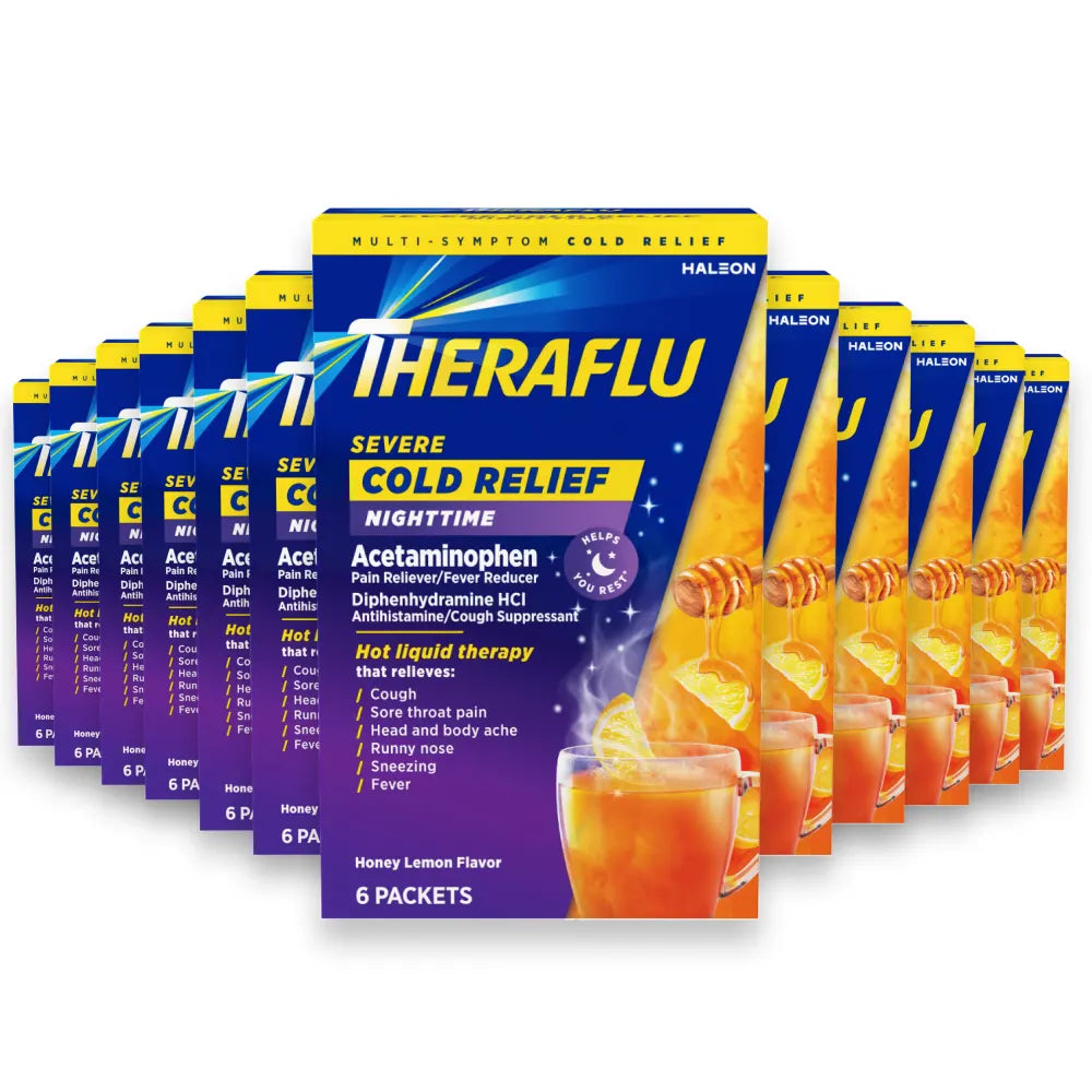 Theraflu - Multi-Symptom Severe Cold Relief Daytime Powder, Honey Lemon - 6 Ct Each - 24 Pack
