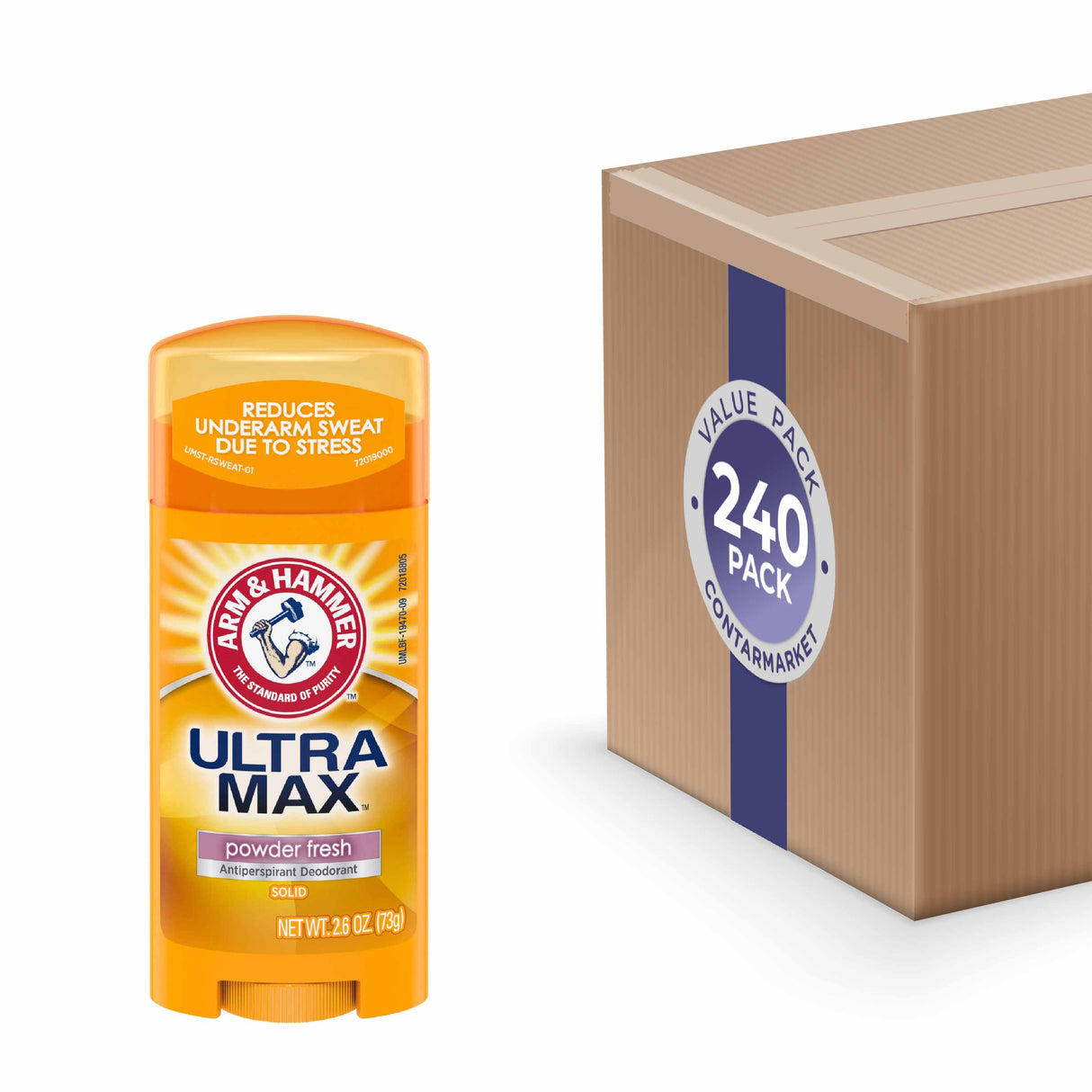 A&H Deodorant UltraMax Solid Powder Fresh, 2.6 oz - 240 Pack