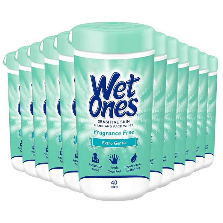 Wet Ones - Hand and Face Wipes Sensitive Skin - 40 ct - 12 pack | Wet Ones - Pre Order