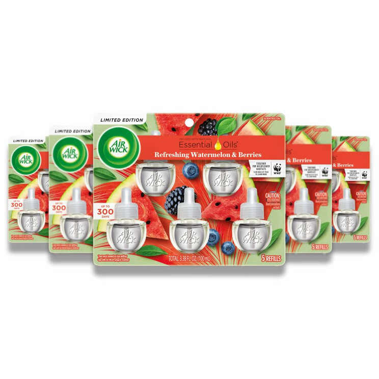 Air Wick - Plug-in Scented Oil Refill, Refreshing Watermelon &amp; Berry, Air Freshener  3.38 Oz - (5 Ct Each) - 5 Pack | ...