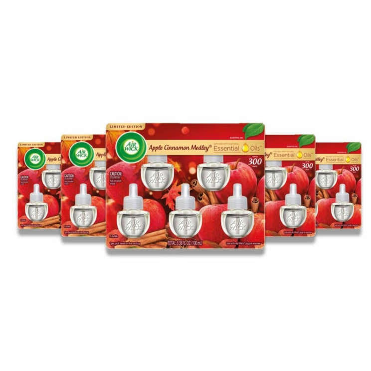Air Wick - Scented Oil, Apple Cinnamon Medley - 3.38 Oz  (5 Ct Each) - 5 Pack | Air Wick - Wholesale