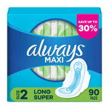 Always - Long and Super Maxi Pads with Flexi-Wings Multipack - 90 Count Each