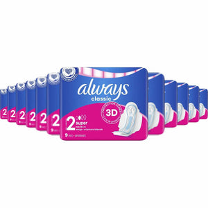 Always - Classic Pads - Super Absorbency, 9 ct - 16 Pack