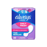 Always - Thin Regular Liners, Daily Fresh, Unscented - 20 Ct Ea - 24 Pack