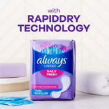 Always - Thin Regular Liners, Daily Fresh, Unscented - 20 Ct Ea - 24 Pack