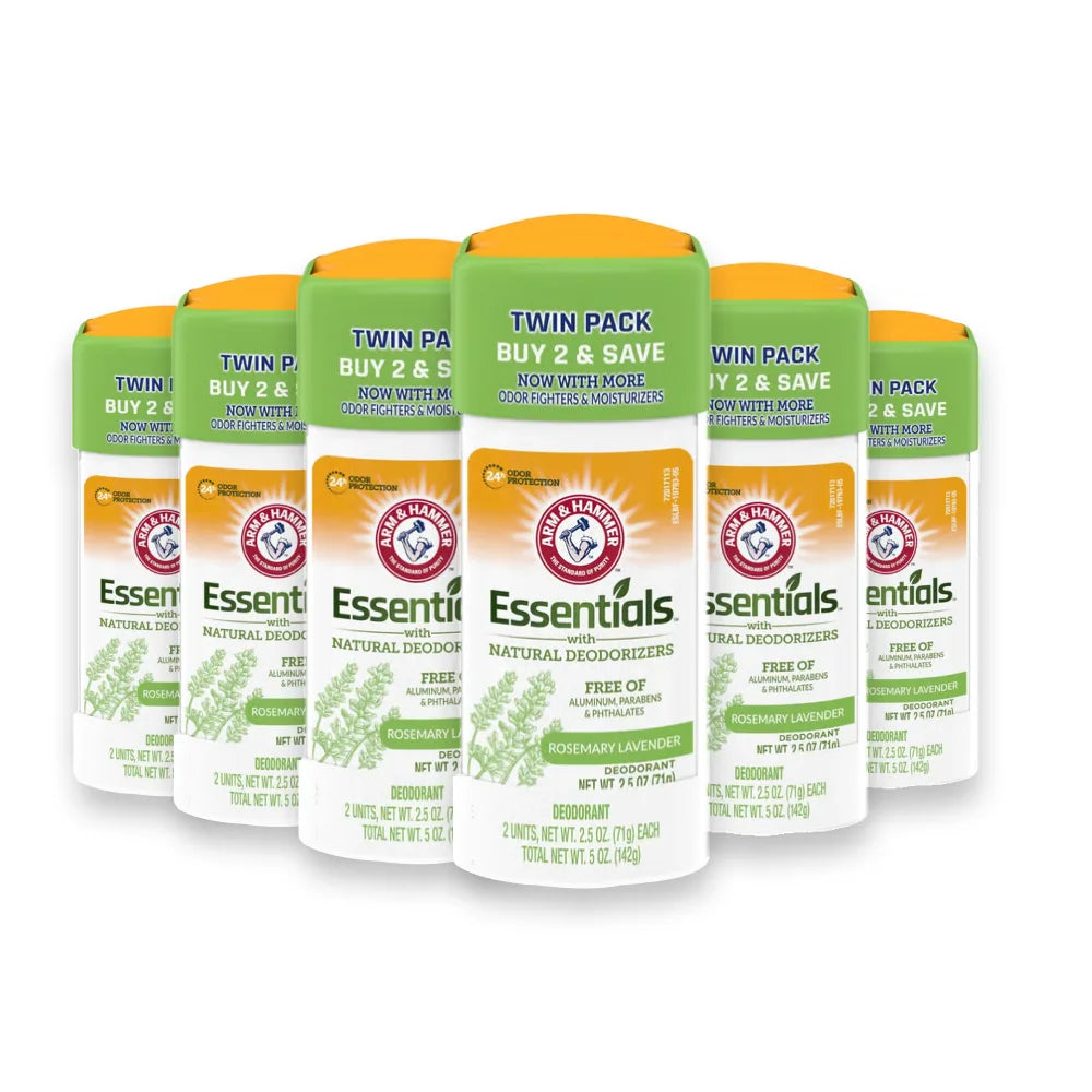 Arm & Hammer Essentials Natural Deodorant Fresh Rosemary Lavender Natural Twin Pack - 2.5 oz  - 6 Pack