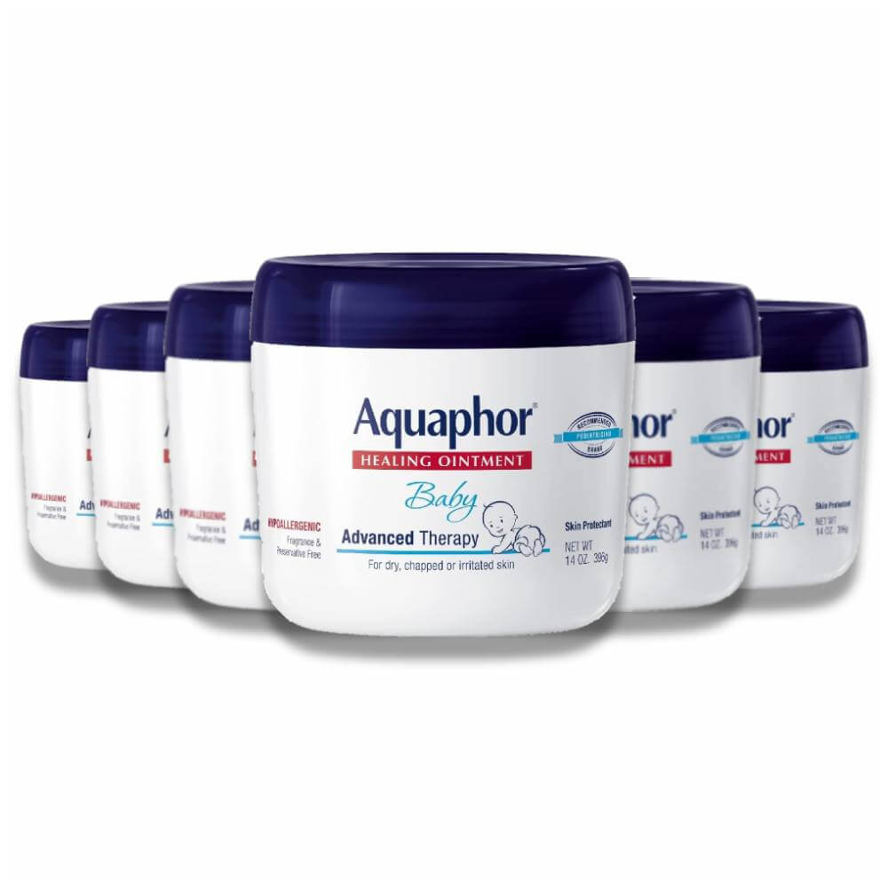 Aquaphor Baby Healing Ointment Adv. Therapy Skin Protectant, Dry Skin & Diaper Rash Ointment 14 Oz - 12 Pack
