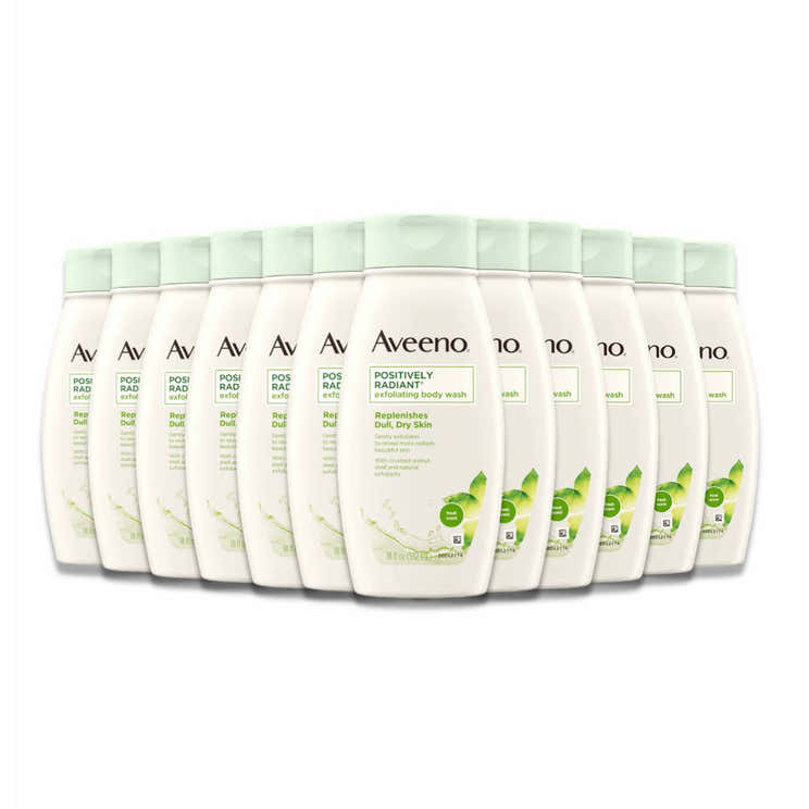 Aveeno Positively Radiant Body Wash Exfoliating 18 oz ea- 12 Pack | Aveeno - Pre Order