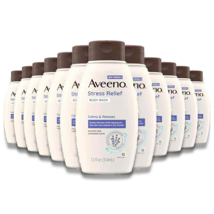 Aveeno – Stress Relief Body Wash, Lavender, Chamomile &amp; Ylang-Ylang, 12 oz – 12 Pack - Aveeno Stress Relief Body Wash ...