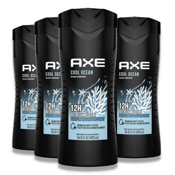 Axe - Cool Ocean Mens Body Wash 12H Refreshing Scent With Essential Oils 16 oz - 4 Pack | Axe - Wholesale