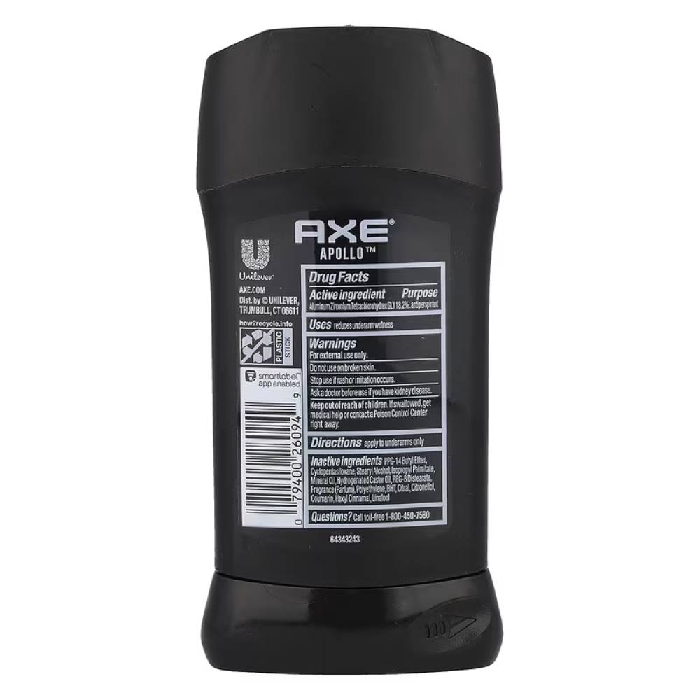 Axe Apollo Invisible Solid Antiperspirant & Deodorant Stick  2.7 oz- 12 Pack