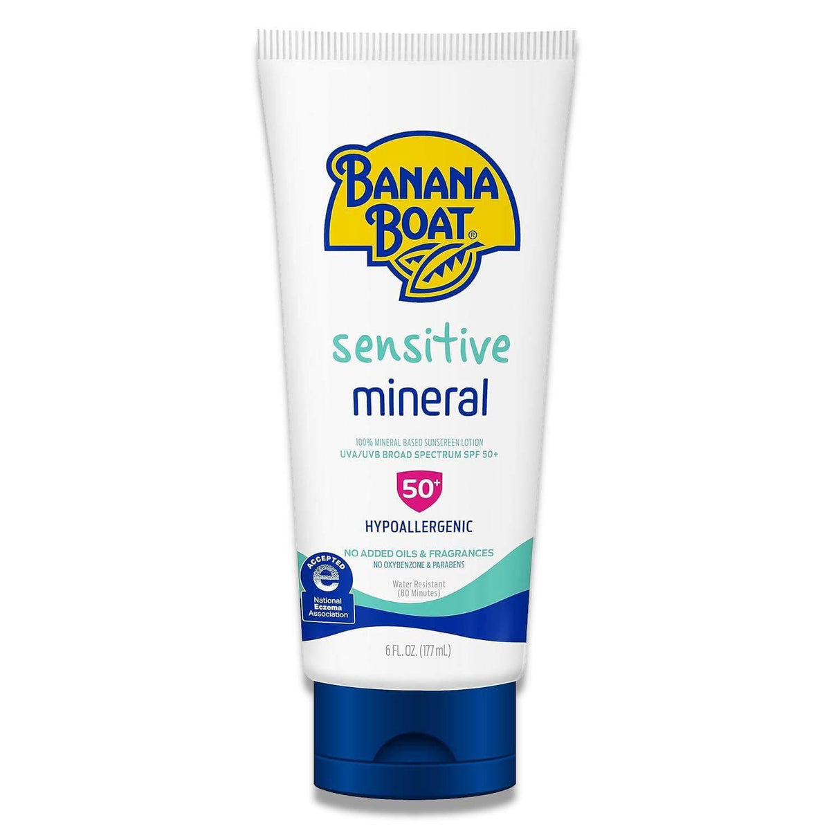 Banana Boat Sensitive 100% Mineral Sunscreen Lotion SPF 50 - 6 Oz - 12 Pack