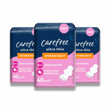 Carefree –Feminine Pads Ultra Thin Overnight Pads with Wings 40 Ct – 3 Pack