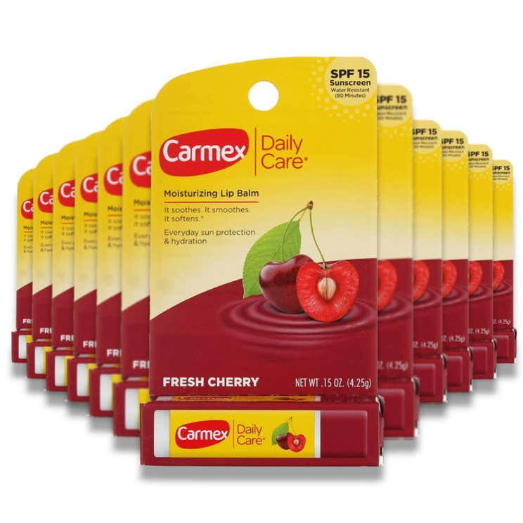 Carmex - Click-Stick Moisturizing Lip Balm SPF 15 Cherry - 0.15 Oz - 12 Pack - Carmex Cherry Lip Balm SPF 15 - 0.15 Oz - 1...
