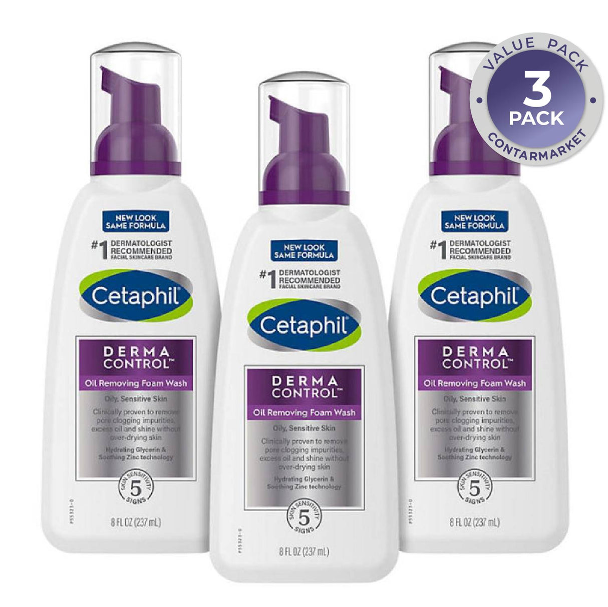 Cetaphil - Pro DermaControl Oil Removing Foam Wash - 8 Oz - 3 Pack