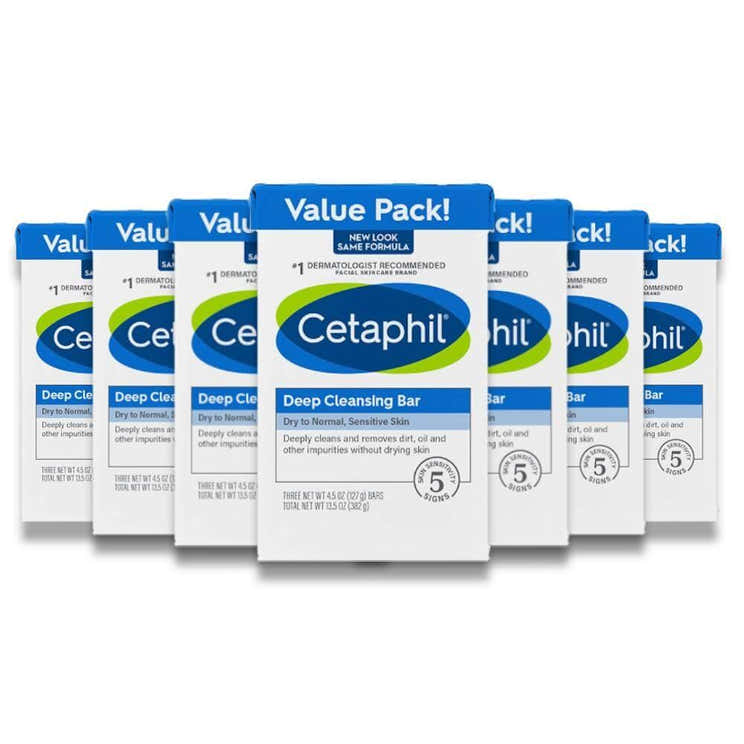Cetaphil - Deep Cleansing Bar, 3 Pack - 4.5 Oz - 6 Pack - Cetaphil Deep Cleansing Bar, 4.5 Oz - 3 Pack - 6 Pack Contarmark...