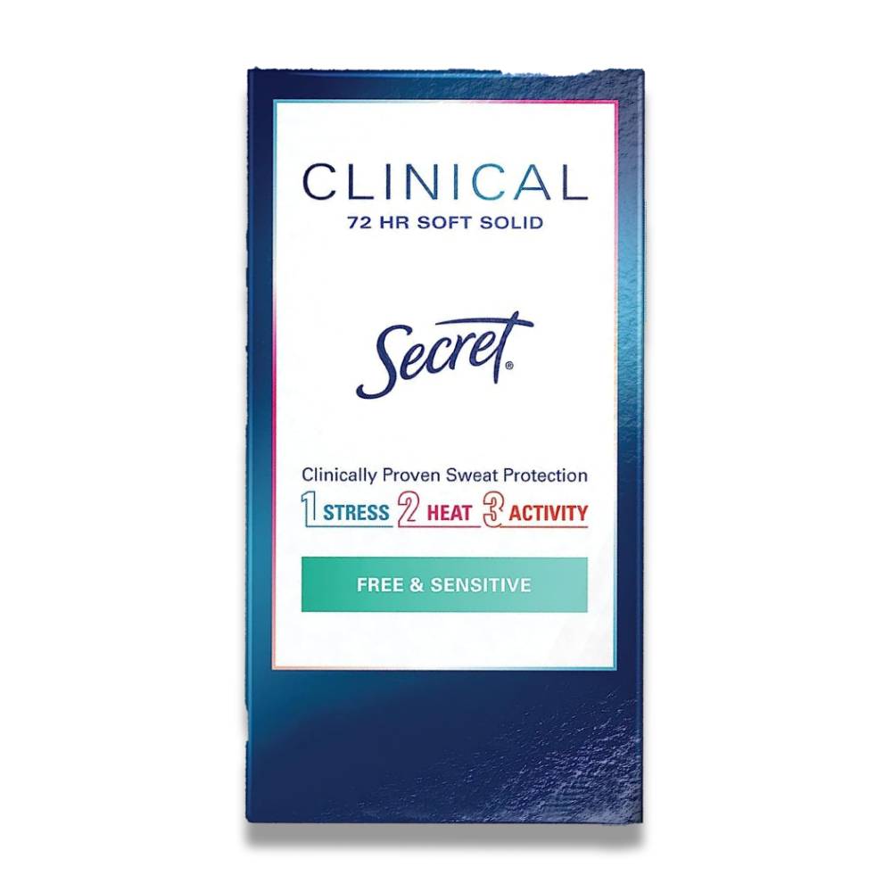 Secret - Clinical Strength Soft Solid Antiperspirant & Deodorant, Free & Sensitive  1.6 Oz - 12 Pack