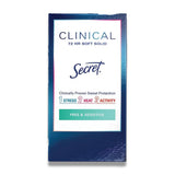 Secret - Clinical Strength Soft Solid Antiperspirant & Deodorant, Free & Sensitive  1.6 Oz - 12 Pack