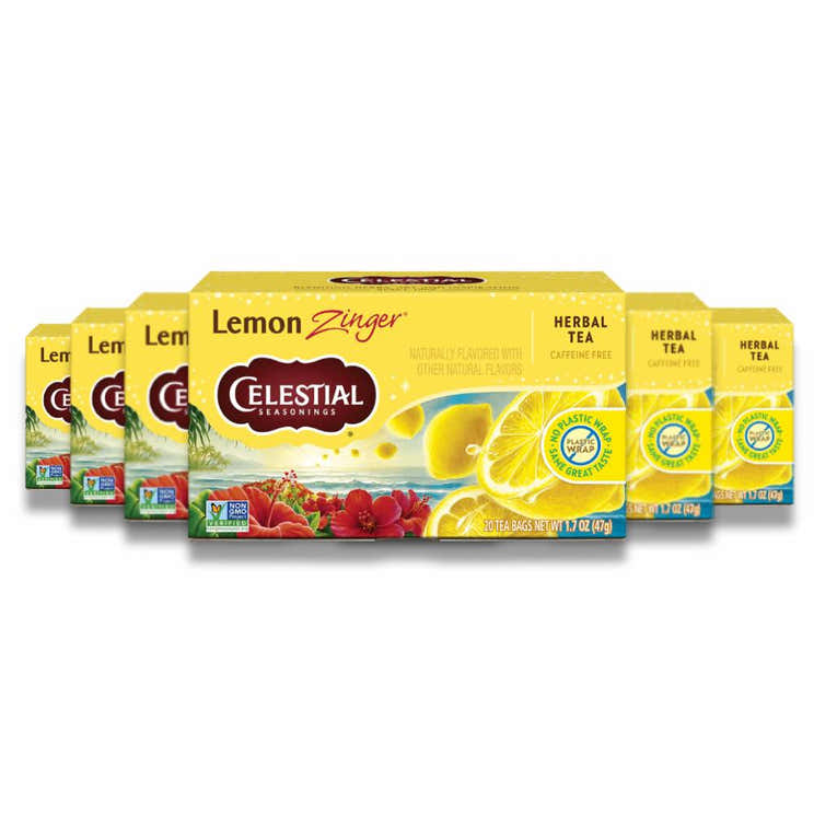 Celestial Seasonings - Natural Lemon Zinger Herbal Tea - 20 Ct - 6 Pack | Celestial Seasonings - Pre Order