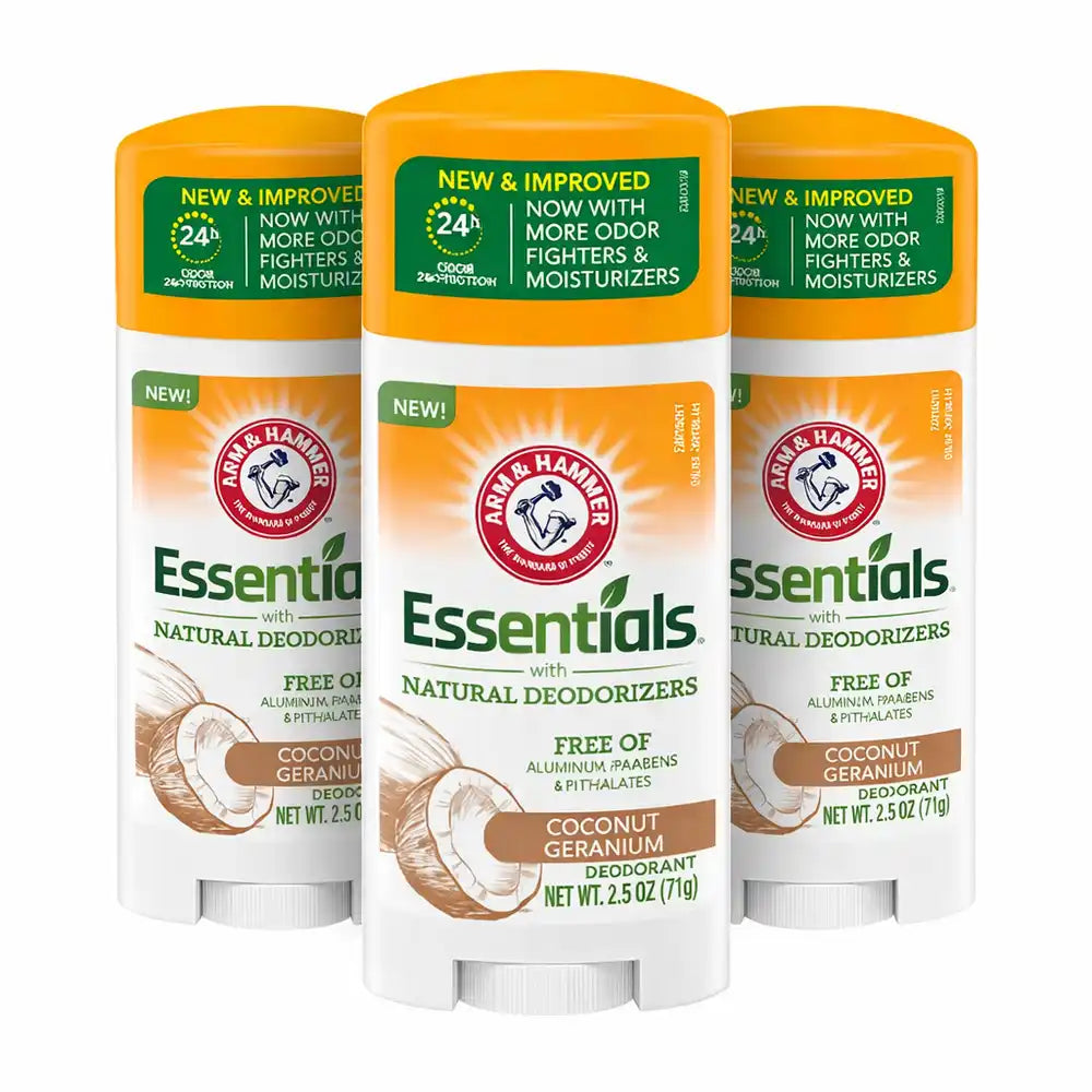Arm & Hammer – Essentials Natural Deodorant, Coconut Geranium, 2.5 oz – 3 Pack