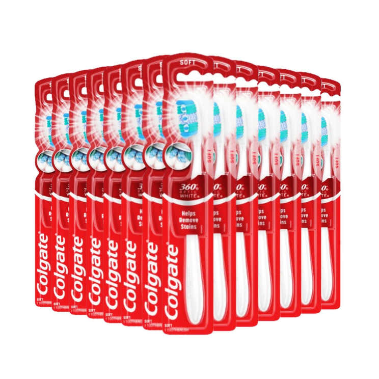 Colgate 360 Optic White Whitening Toothbrush Soft - 12 Pack | Colgate - Pre Order
