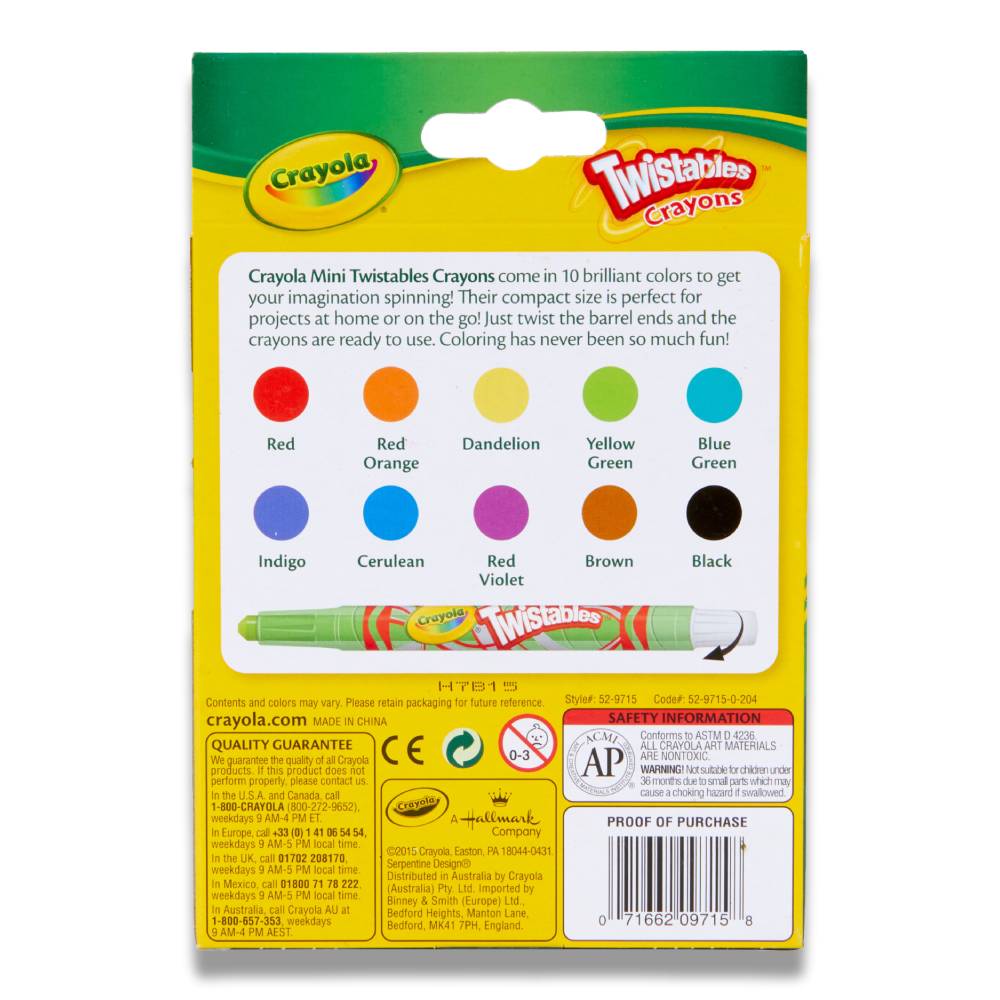 Crayola - Mini-Twistables Crayons, Assorted Colors - 10 Count - 24 Pack