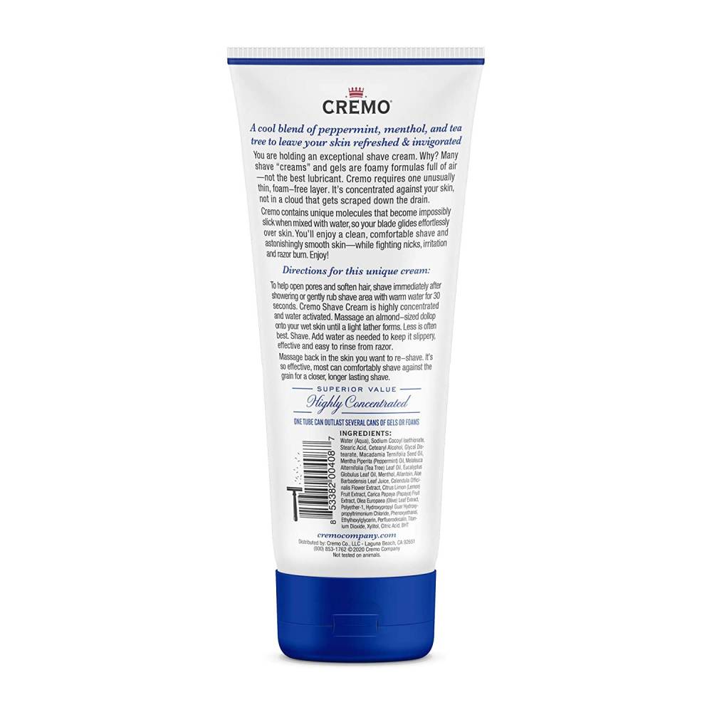 Cremo - Concentrated Mens Shave Cream 6 Fl Oz Cooling Formula Refreshing Mint Scent - 12 Pack