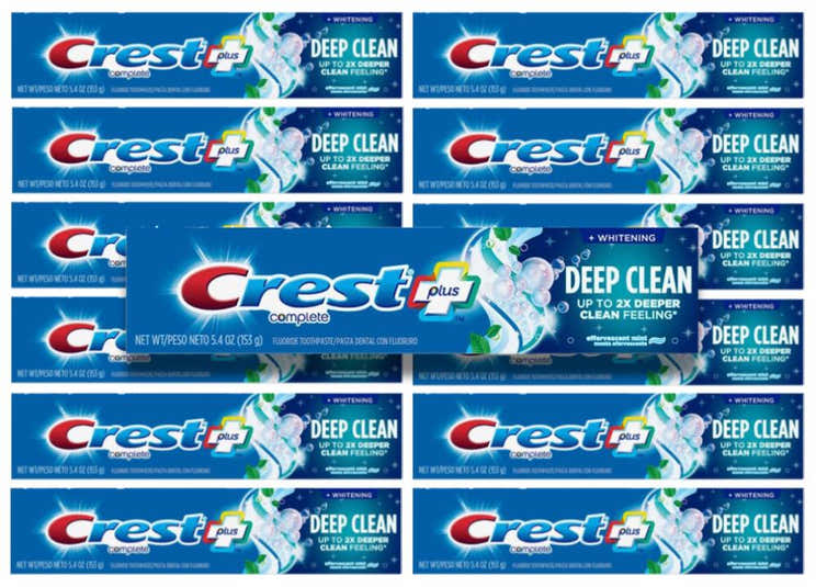 Crest Complete Plus Deep Clean Whitening Toothpaste – Effervescent Mint – 5.4 oz - 12 Pack | Crest - Pre Order