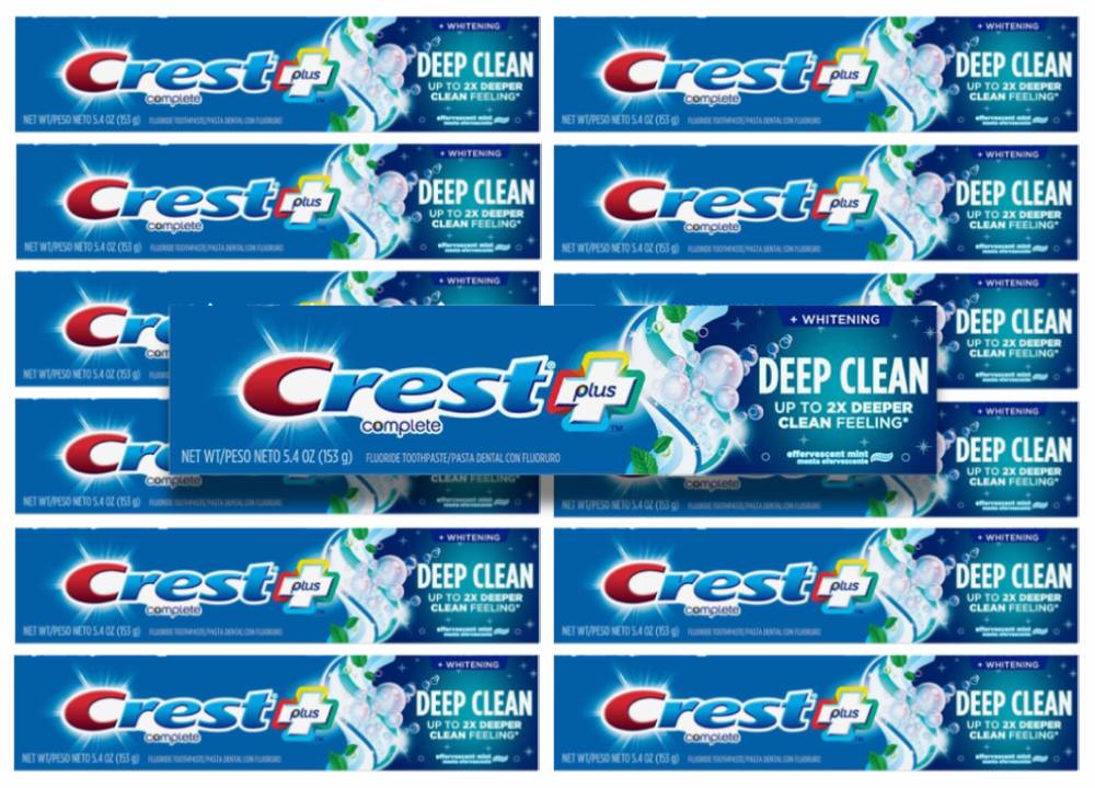 Crest Complete Plus Deep Clean Whitening Toothpaste – Effervescent Mint – 5.4 oz - 12 Pack