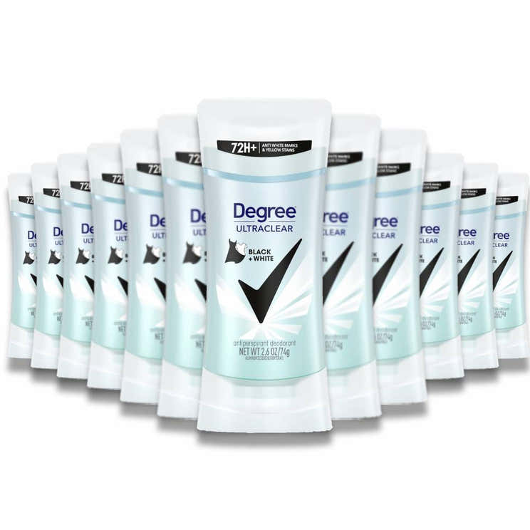 Degree Women Black+White UltraClear Antiperspirant Deodorant Stick, 2.6 oz - 12 pack | Degree - Pre Order