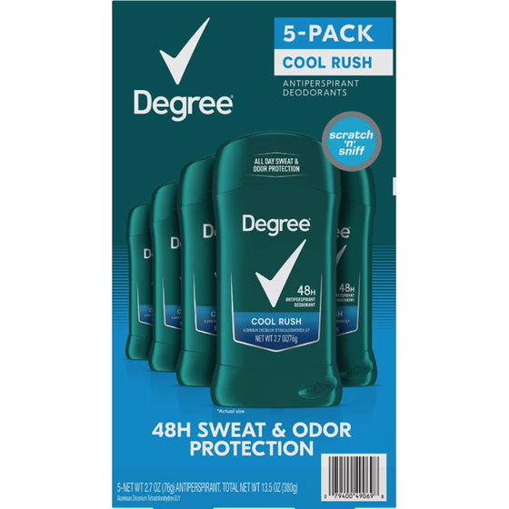Degree Men Cool Rush Anti-Perspirant - 2.7 Oz - 5 Pack | Degree - Value pack