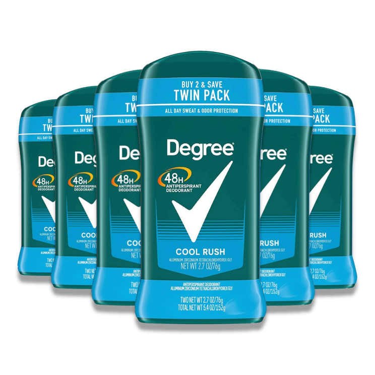 Degree Men Cool Rush Antiperspirant Deodorant 48h, 2.7 oz - 6 Pack (Twin Pack) - Degree Men Antiperspirant - Cool Rush, 2....
