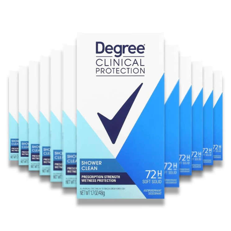 Degree Clinical Protection Shower Clean, Soft Solid Deodorant 1.7 oz - 24 Pack - Degree Shower Clean Deodorant 12-Pack - 1...