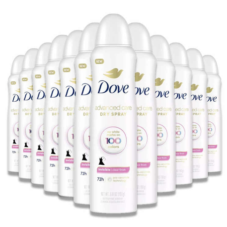 Dove - Beauty Advanced Care Clear Finish 72-Hour Women's Antiperspirant &amp; Deodorant Dry Spray - 3.8 Oz - 12 Pack |...