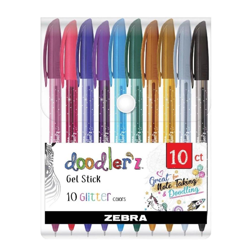 Zebra Pen Doodler'z Gel Stick Pen Set Glitter Assorted  Colors 10 ct - 12 Pack