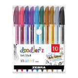 Zebra Pen Doodler'z Gel Stick Pen Set Glitter Assorted  Colors 10 ct - 12 Pack