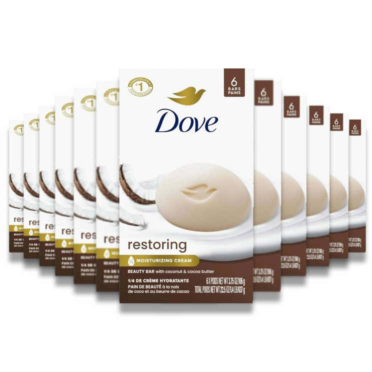 Dove -  Bar Soap Restoring Coconut &amp; Cocoa Butter All Skin, 6 Ct - 3.75 Oz - 12 Pack (72 ct) | Dove - Wholesale