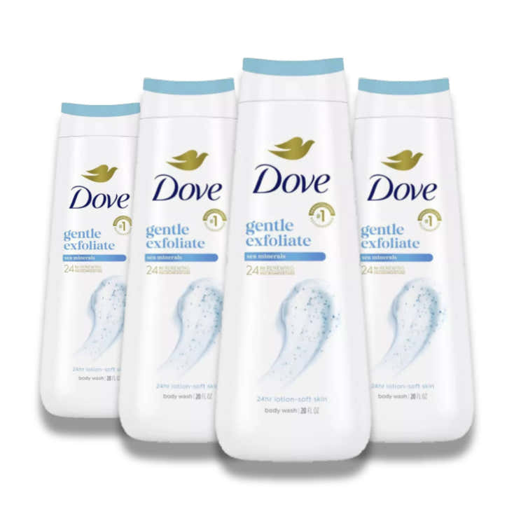 Dove - Gentle Exfoliate Body Wash - Sea Minerals 24hr Lotion-Soft Skin - 20 Oz - 4 Pack | Dove - Pre Order