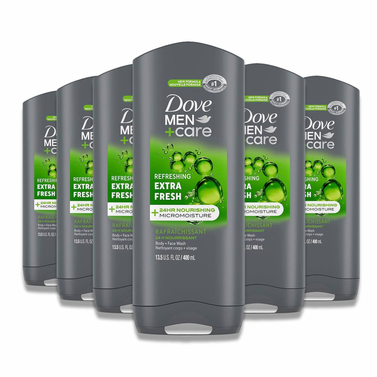 Dove Men +Care Body Wash Extra Fresh  13.5 oz/ 400 ml- 6 Pack