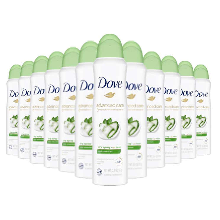 Dove - Advanced Care, 48h Dry Spray Antiperspirant Deodorant, Cool Essentials - 3.8 Oz - 12 Pack | Dove - Pre Order