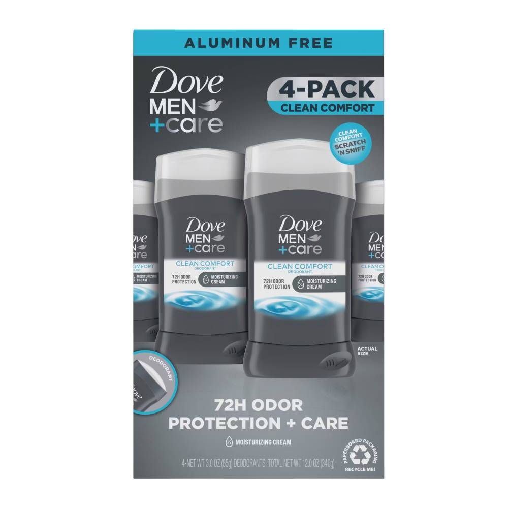 CLEANEQ DEODORANT CREAM 4本セット Dove - Men+Care Clean Comfort Aluminum-Free Deodorant - 3 Oz - 4