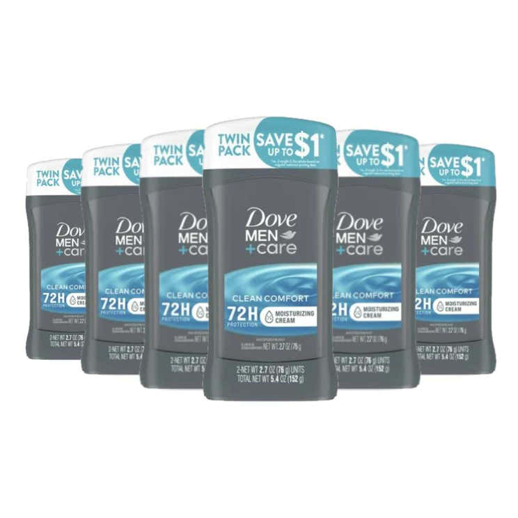 Dove - Men+Care Long Lasting Antiperspirant Deodorant Stick for Men, Clean Comfort, Twin Pack - 2.7 Oz - 6 Pack | Dove - P...