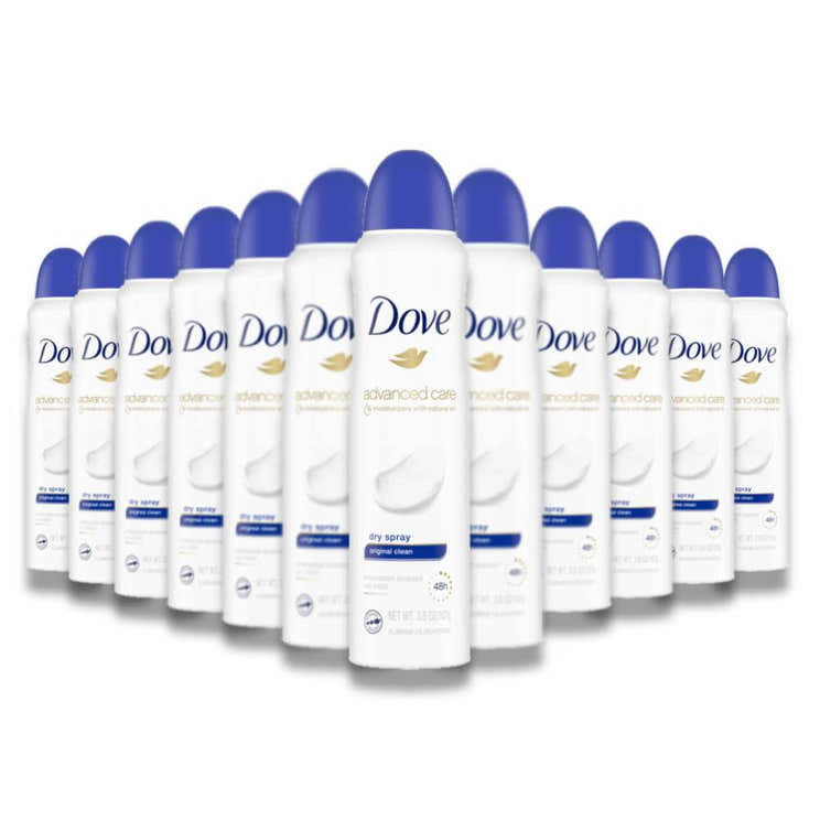 Dove - Advanced Care, Dry Spray Antiperspirant Deodorant, Original Clean - 3.8 Oz - 12 Pack - Dove Original Clean Dry Spra...