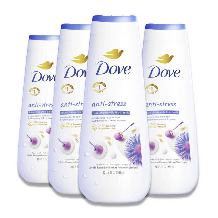 Dove - Anti-Stress Body Wash - Blue Chamomile &amp; Oat Milk - 20 Oz - 4 Pack | Dove - Pre Order