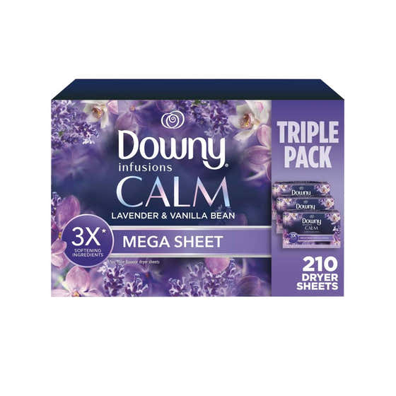 Downy – Infusions Calm Mega Dryer Sheets &amp; Fabric Softener, Lavender &amp; Vanilla Bean, 210 Count | Downy - Laundry Pack